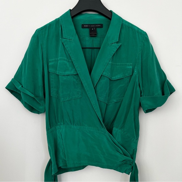 MARC JACOBS Green Silk Tie Top - Picture 6 of 6